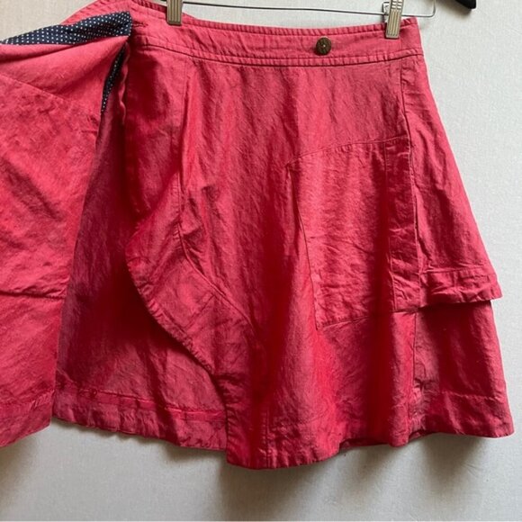 9-H15 STCL ANTHROPOLOGIE SILK LINEN WRAP SKIRT SZ 8 - Picture 4 of 8